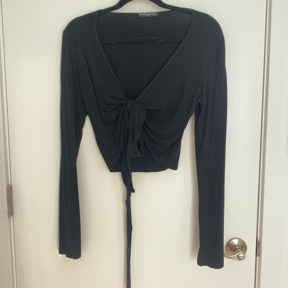 Brandy Melville tied black shirt